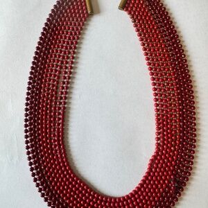 Red/Maroon Multi-Strand Necklace VIntage